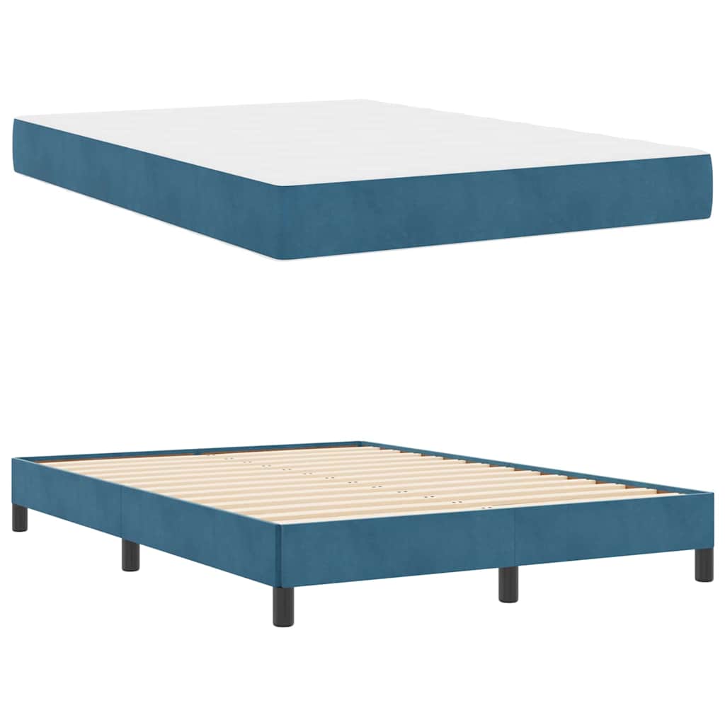 Box spring seng med madras Mørk blå 140 x 200 cm Stof
