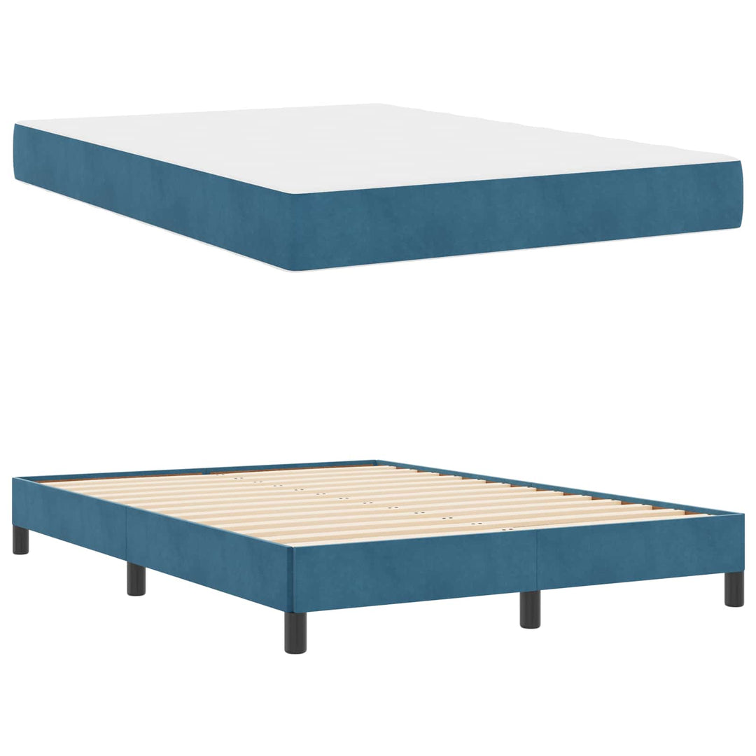 Box spring seng med madras Mørk blå 140 x 200 cm Stof