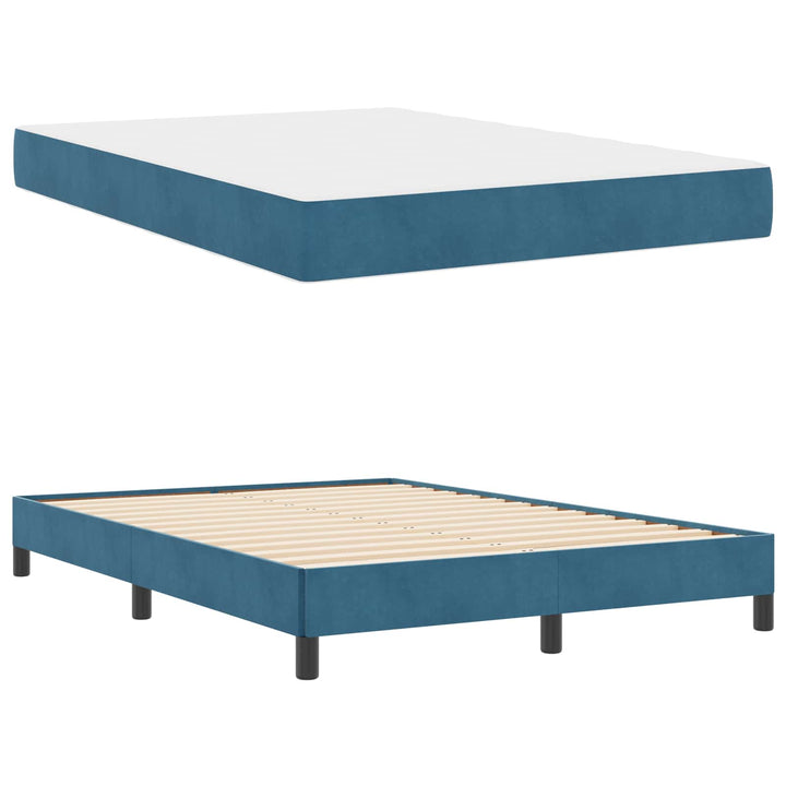 Box spring seng med madras Mørk blå 140 x 200 cm Stof