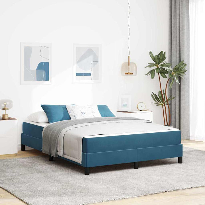 Box spring seng med madras Mørk blå 160 x 200 cm Stof