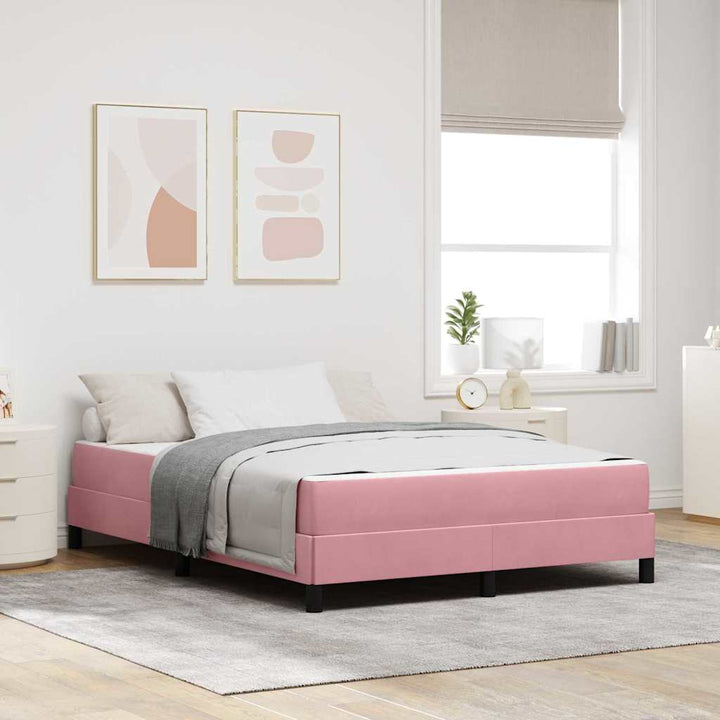 Box spring seng med madras Lyserød 160 x 200 cm Stof