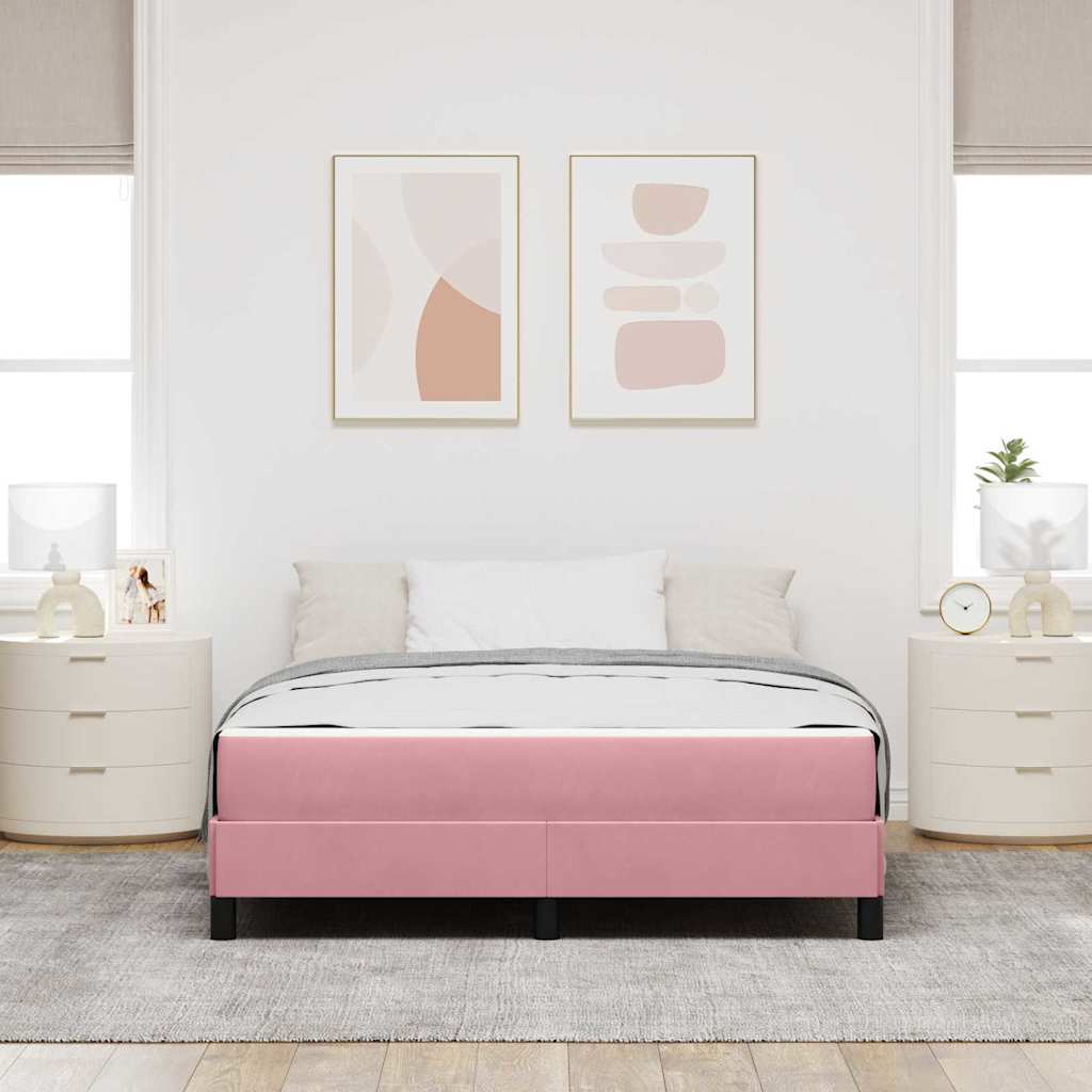 Box spring seng med madras Lyserød 160 x 200 cm Stof