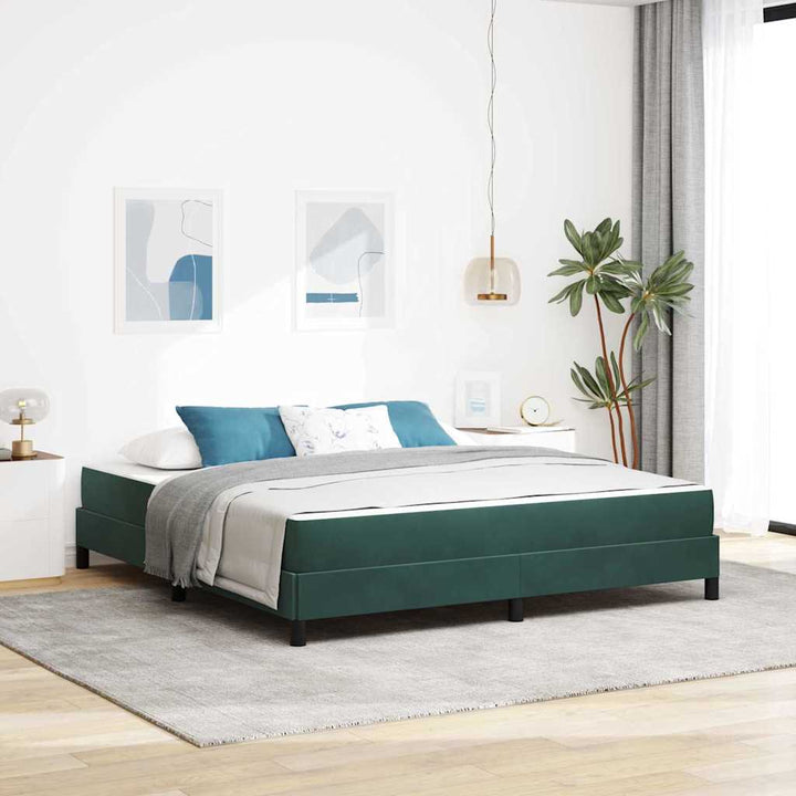 Box spring seng med madras Mørkegrøn 180 x 200 cm Stof