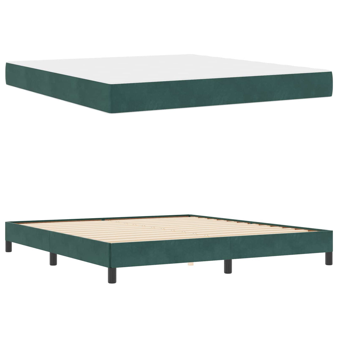 Box spring seng med madras Mørkegrøn 180 x 200 cm Stof