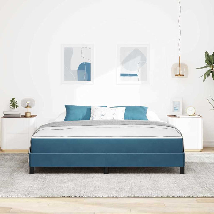 Box spring seng med madras Mørk blå 180 x 200 cm Stof