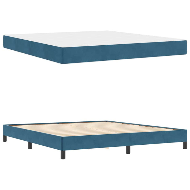Box spring seng med madras Mørk blå 180 x 200 cm Stof