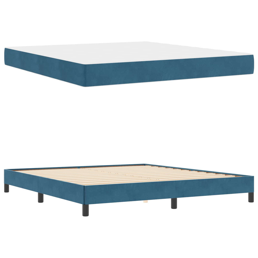 Box spring seng med madras Mørk blå 180 x 200 cm Stof