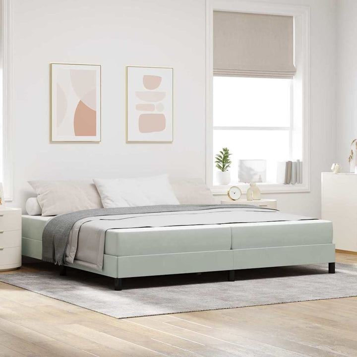 Box spring seng med madras Lysegrå 200 x 200 cm Stof
