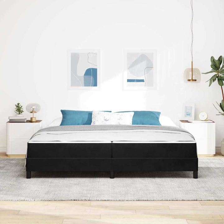 Box spring seng med madras Sort 200 x 200 cm Stof