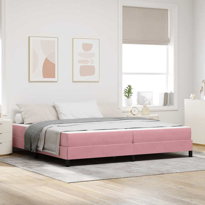 Box spring seng med madras Lyserød 200 x 200 cm Stof