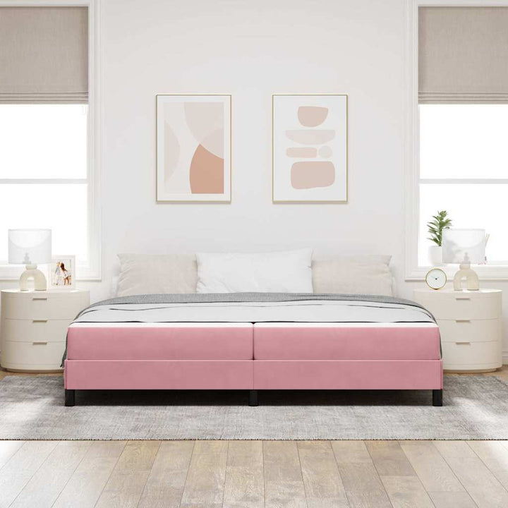 Box spring seng med madras Lyserød 200 x 200 cm Stof