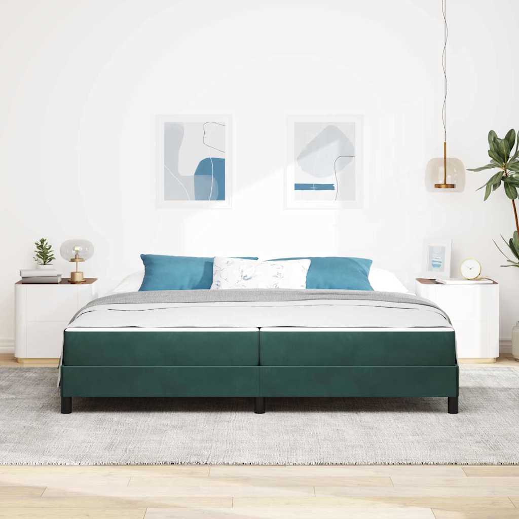 Box spring seng med madras Mørkegrøn 200 x 210 cm Stof