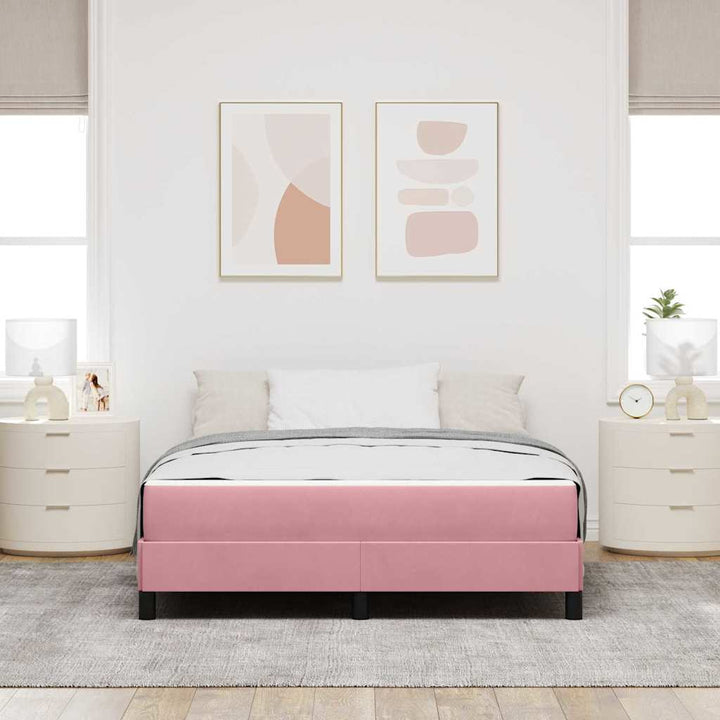 Box spring seng med madras Lyserød 160 x 220 cm Stof