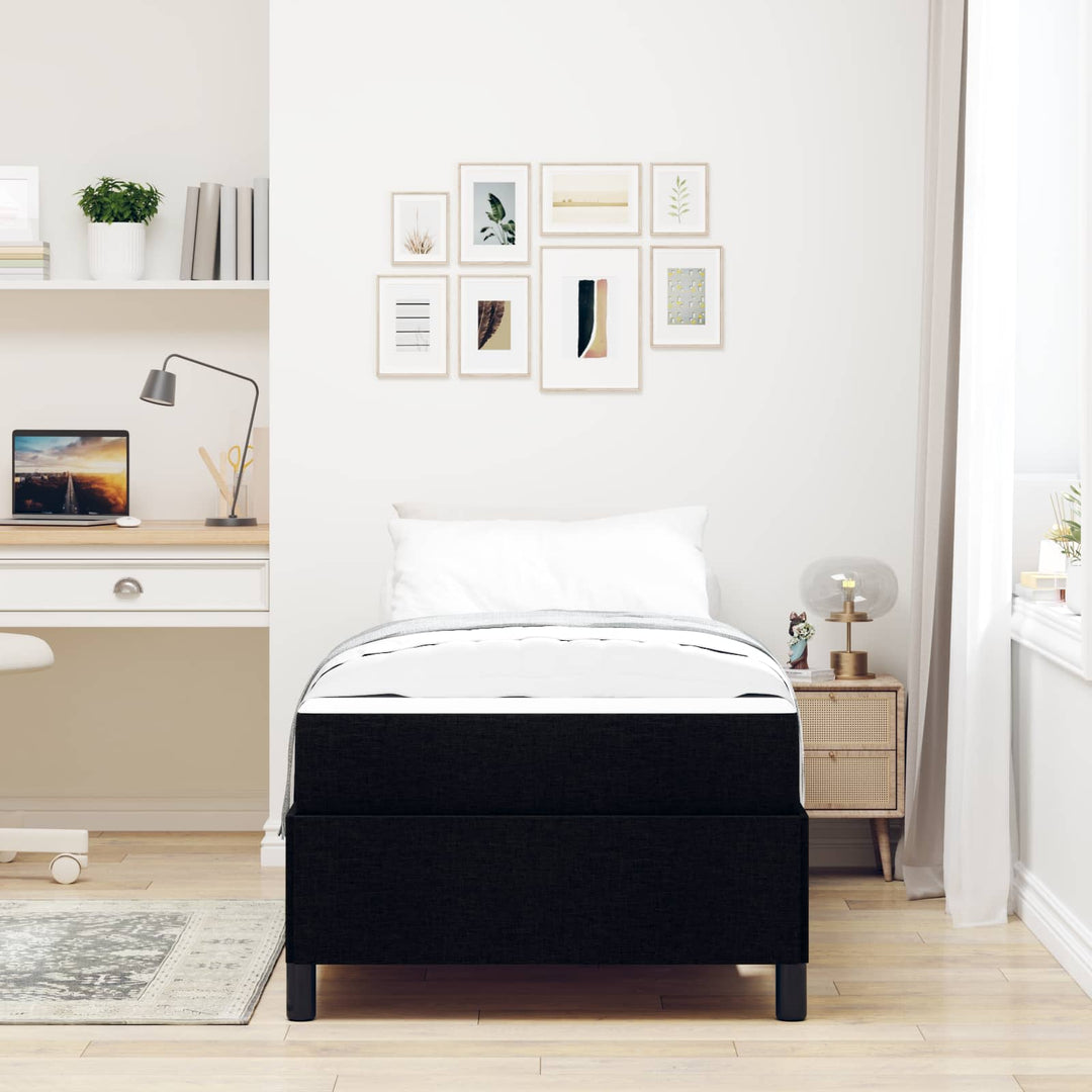 Box spring seng med madras Sort 90 x 190 cm Stof