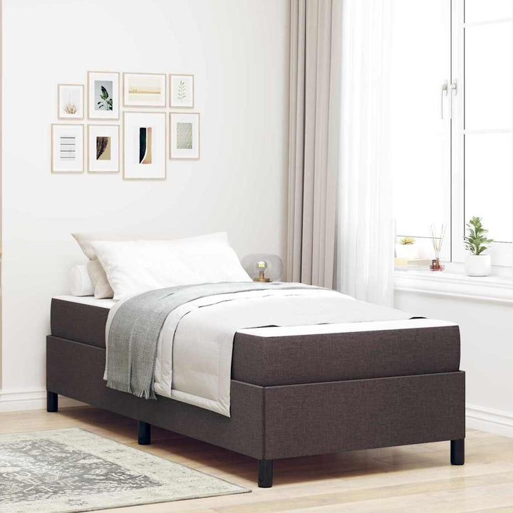 Box spring seng med madras Mørk Brun 90 x 190 cm Stof