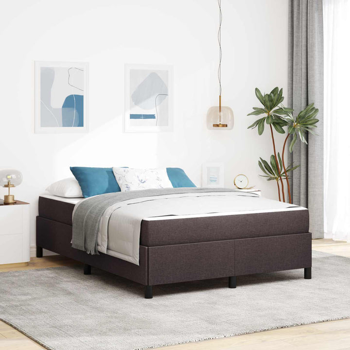 Box spring seng med madras Mørk Brun 140 x 190 cm Stof
