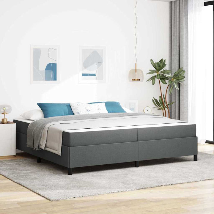 Box spring seng med madras Mørkegrå 200 x 200 cm Stof