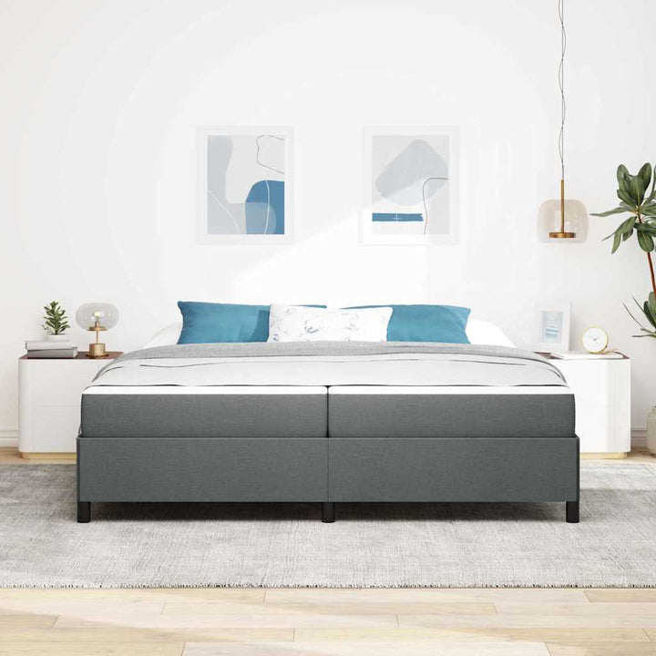 Box spring seng med madras Mørkegrå 200 x 200 cm Stof