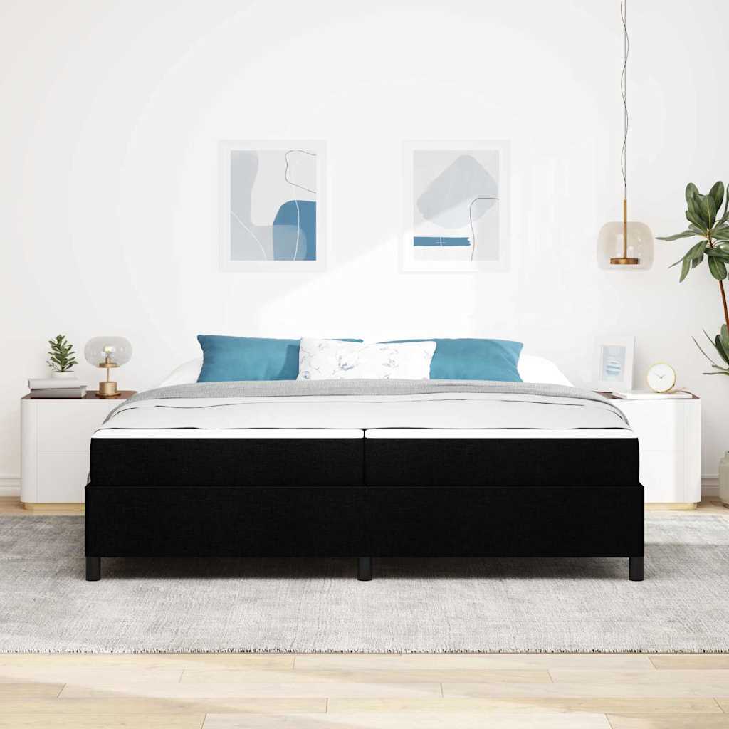 Box spring seng med madras Sort 200 x 200 cm Stof