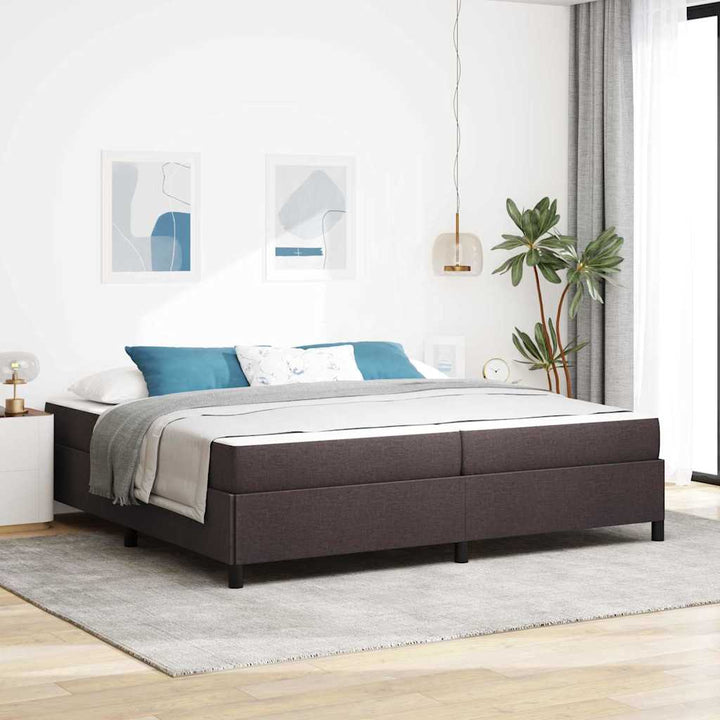 Box spring seng med madras Mørk Brun 200 x 200 cm Stof