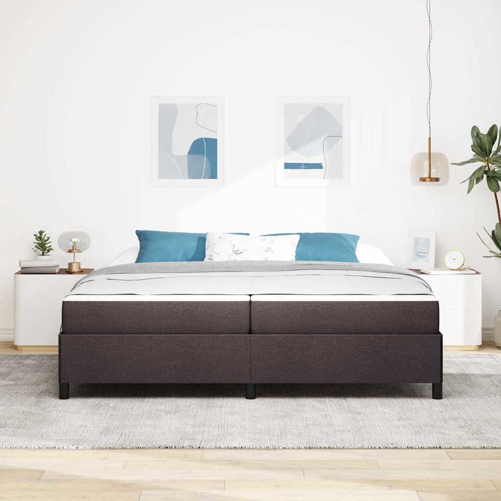 Box spring seng med madras Mørk Brun 200 x 200 cm Stof