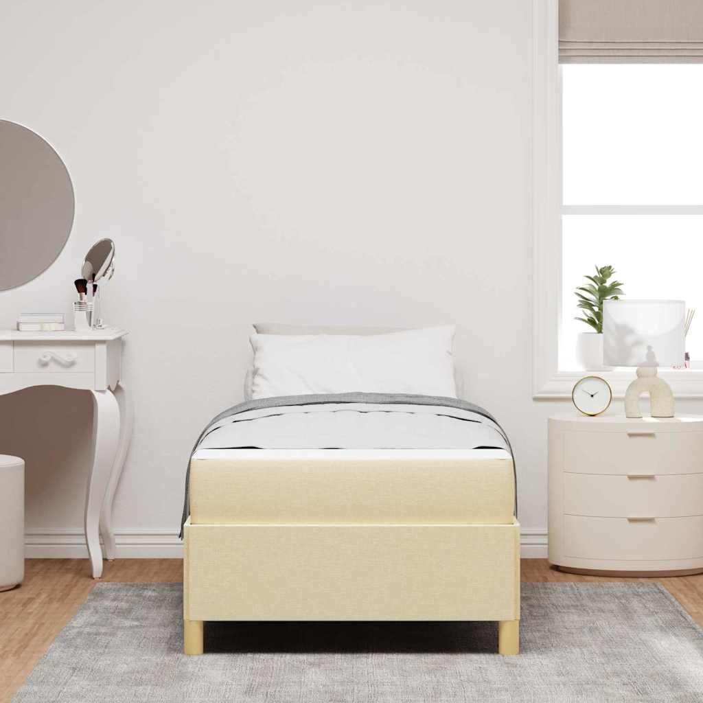 Sengestel med madras Creme 80 x 200 cm Stof