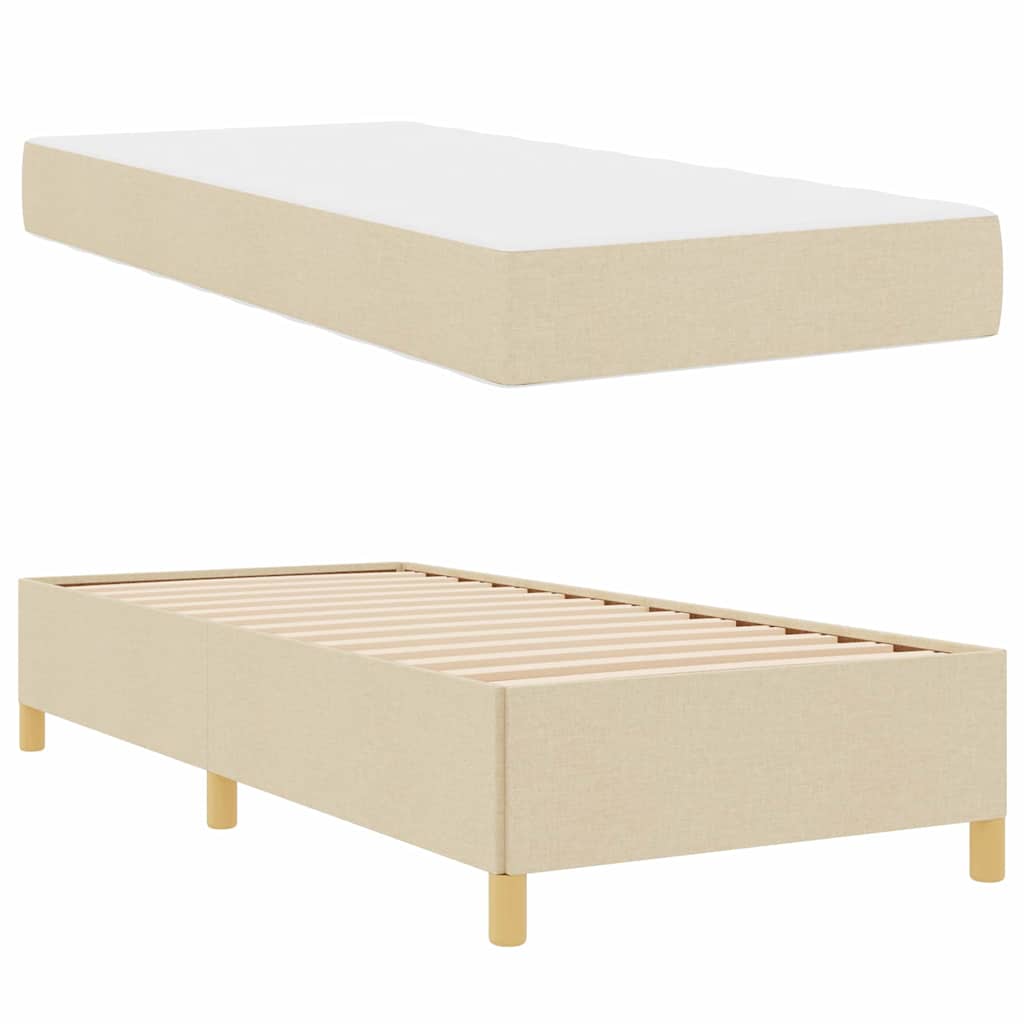 Sengestel med madras Creme 80 x 200 cm Stof