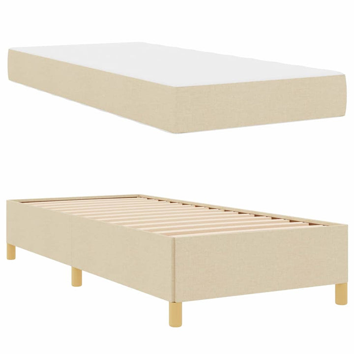 Sengestel med madras Creme 80 x 200 cm Stof
