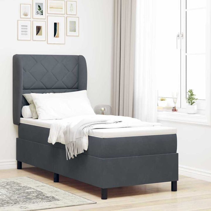 Box spring seng med hovedgærde Mørkegrå 200 x 80 cm Fløjl