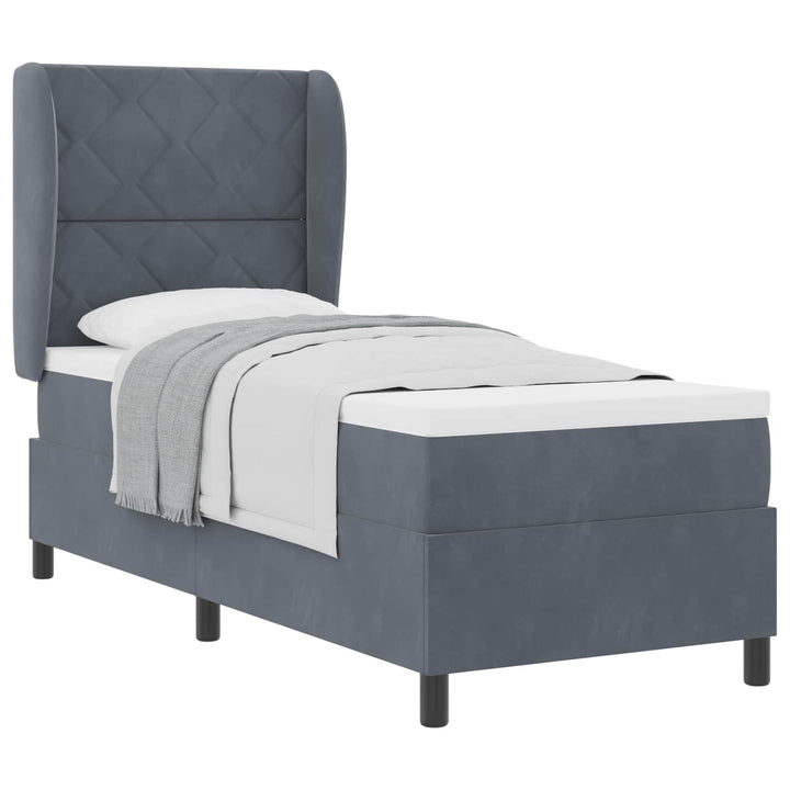 Box spring seng med hovedgærde Mørkegrå 200 x 80 cm Fløjl