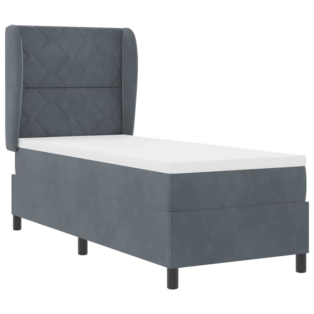 Box spring seng med hovedgærde Mørkegrå 200 x 80 cm Fløjl