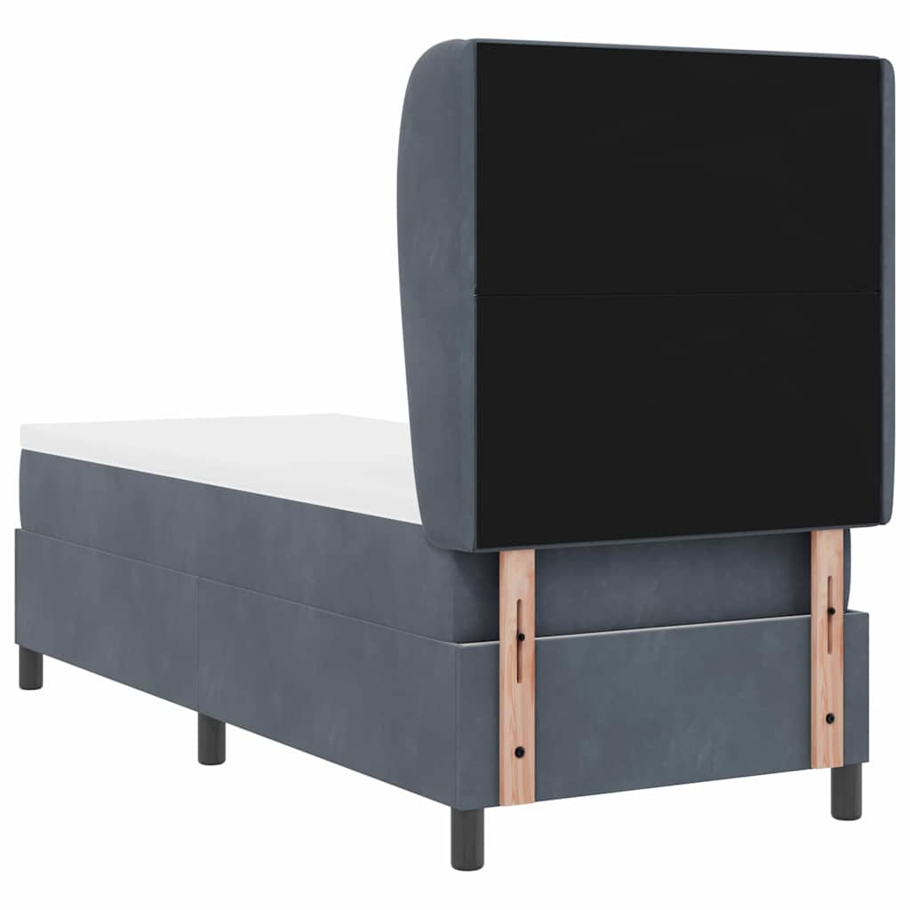 Box spring seng med hovedgærde Mørkegrå 200 x 80 cm Fløjl