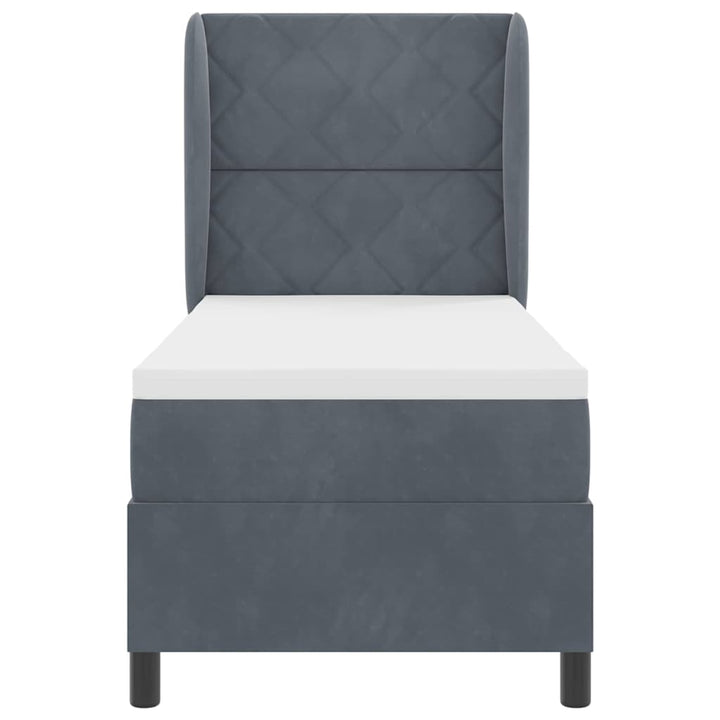 Box spring seng med hovedgærde Mørkegrå 200 x 80 cm Fløjl