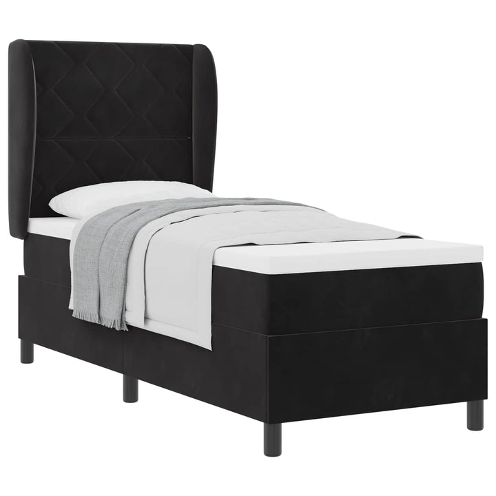 Box spring seng med hovedgærde Sort 200 x 80 cm Fløjl