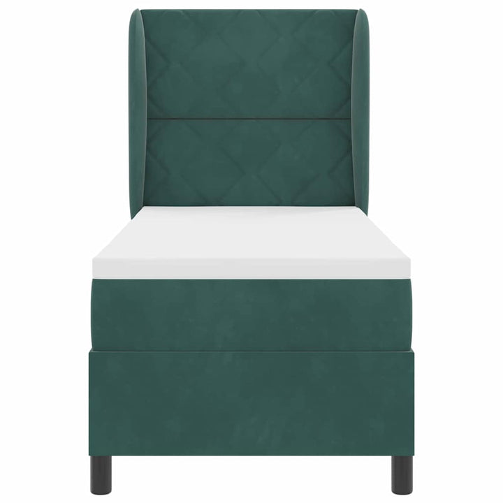 Box spring seng med hovedgærde Mørkegrøn 200 x 80 cm Fløjl