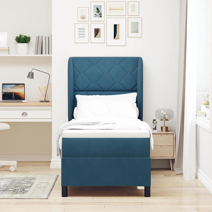 Box spring seng med madras Mørk blå 200 x 80 cm Fløjl
