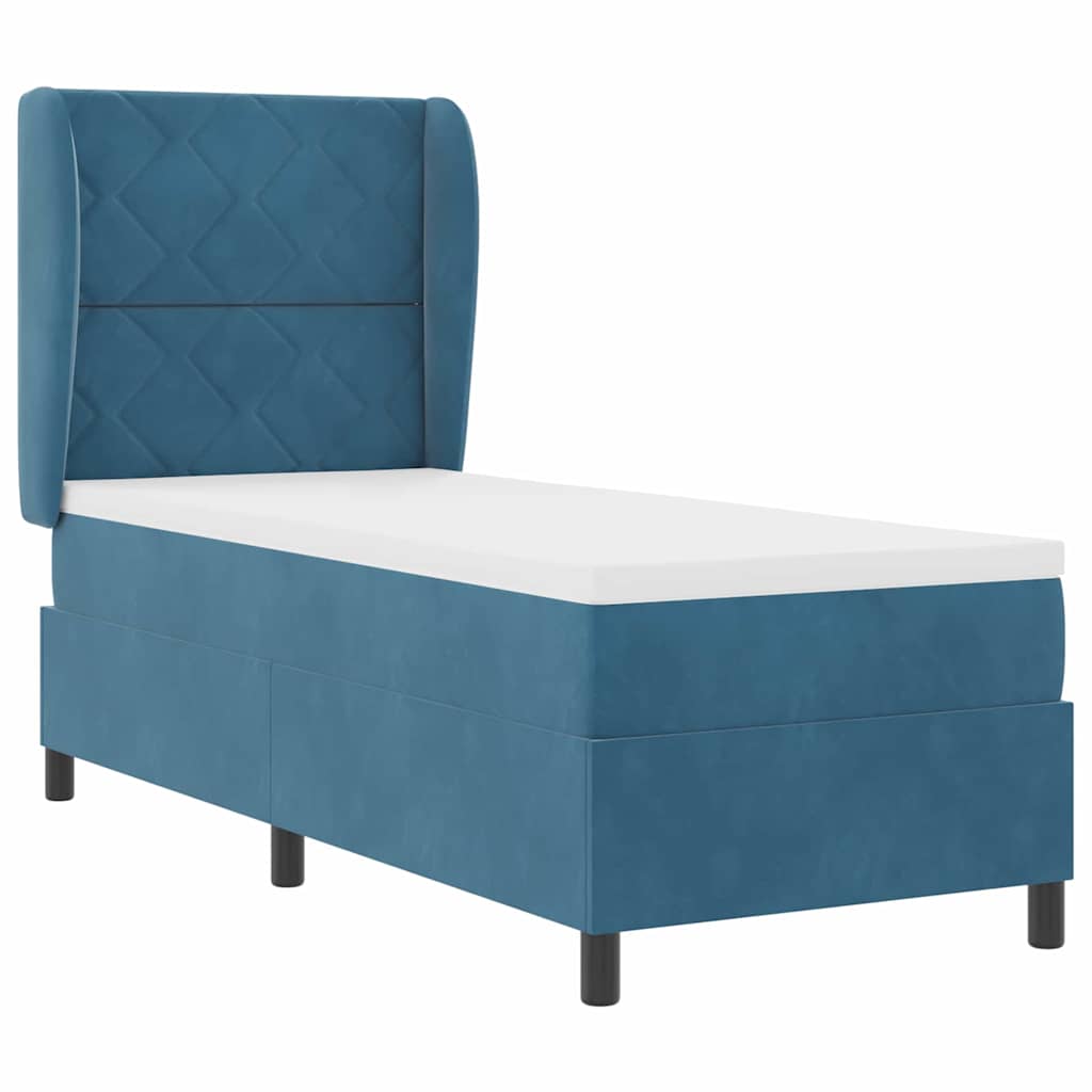 Box spring seng med madras Mørk blå 200 x 80 cm Fløjl