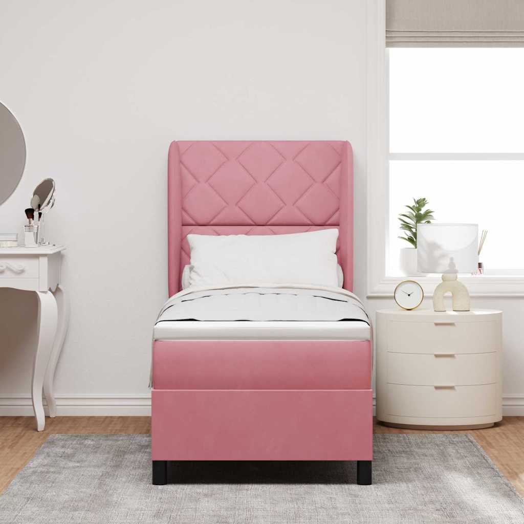 Box spring seng med madras Lyserød 200 x 80 cm Fløjl