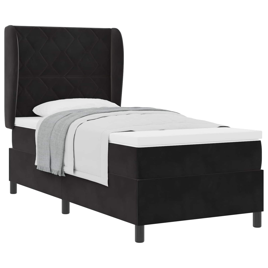 Box spring seng med hovedgærde Sort 190 x 90 cm Fløjl