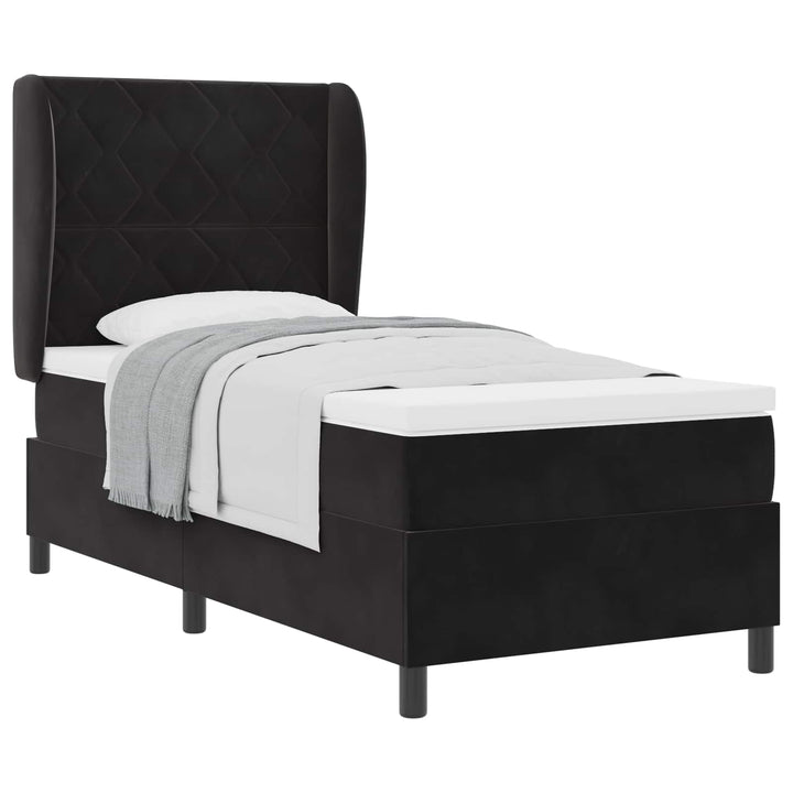 Box spring seng med hovedgærde Sort 190 x 90 cm Fløjl