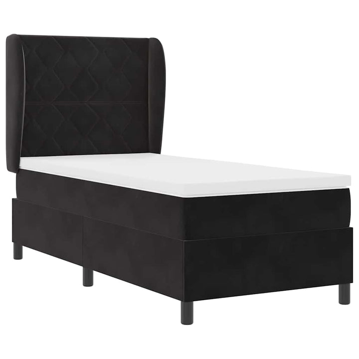 Box spring seng med hovedgærde Sort 190 x 90 cm Fløjl