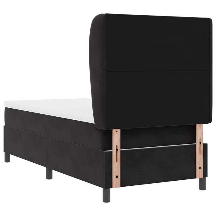 Box spring seng med hovedgærde Sort 190 x 90 cm Fløjl