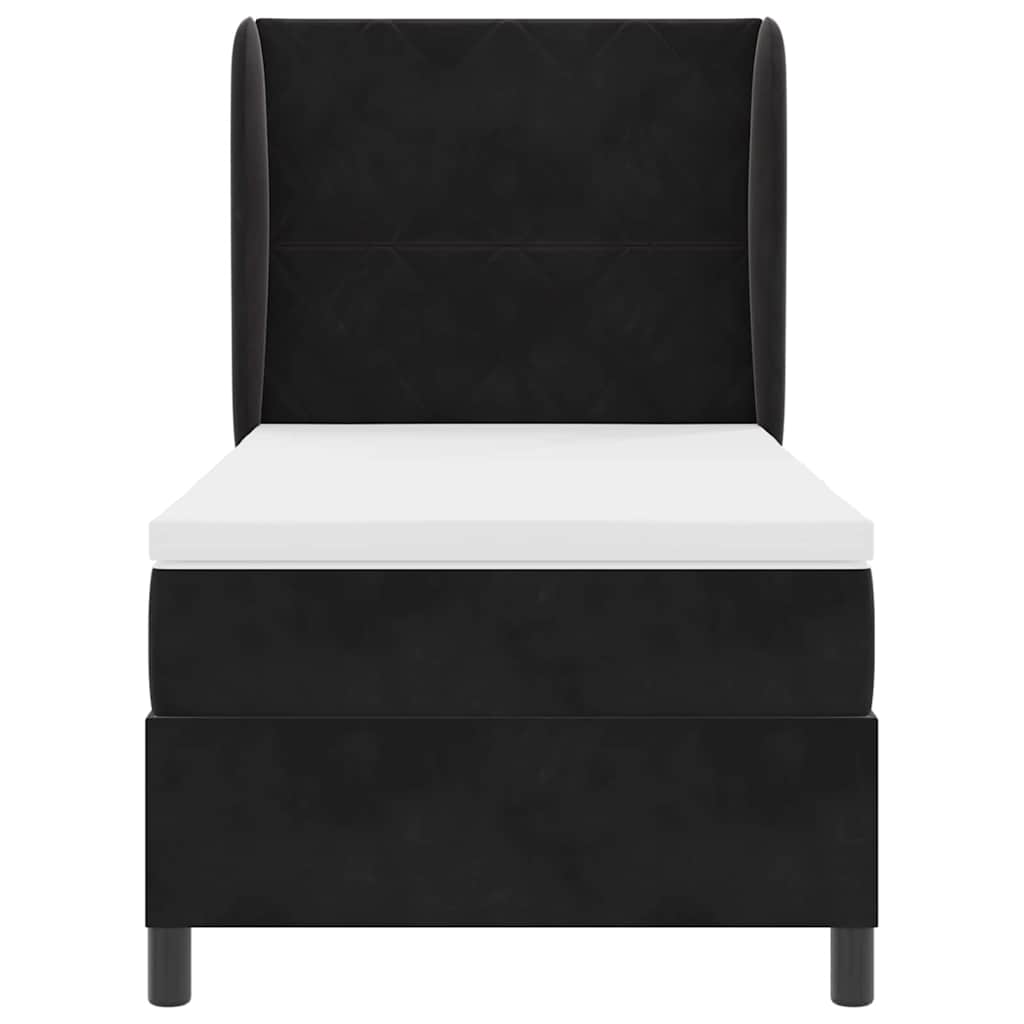 Box spring seng med hovedgærde Sort 190 x 90 cm Fløjl