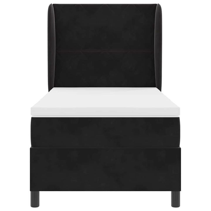 Box spring seng med hovedgærde Sort 190 x 90 cm Fløjl