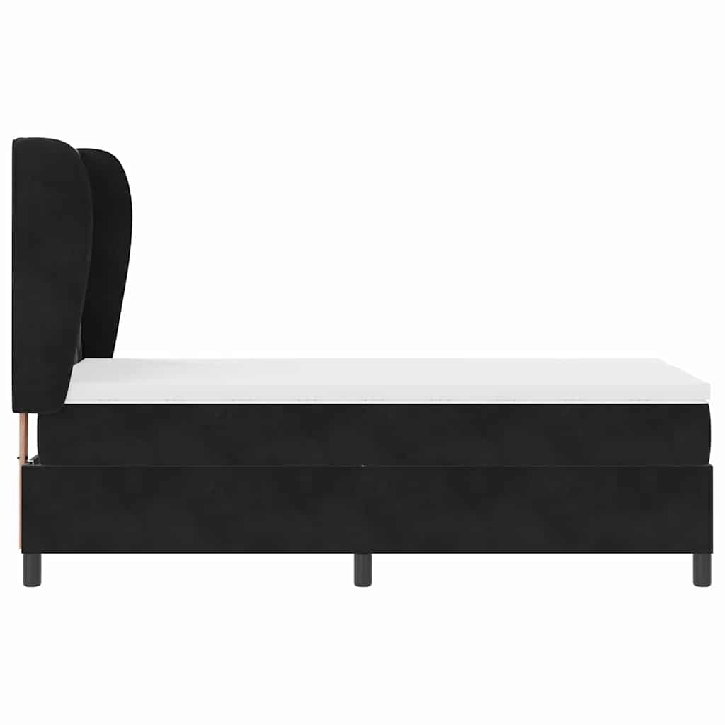 Box spring seng med hovedgærde Sort 190 x 90 cm Fløjl