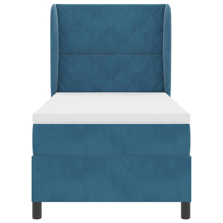 Box spring seng med madras Mørk blå 190 x 90 cm Fløjl