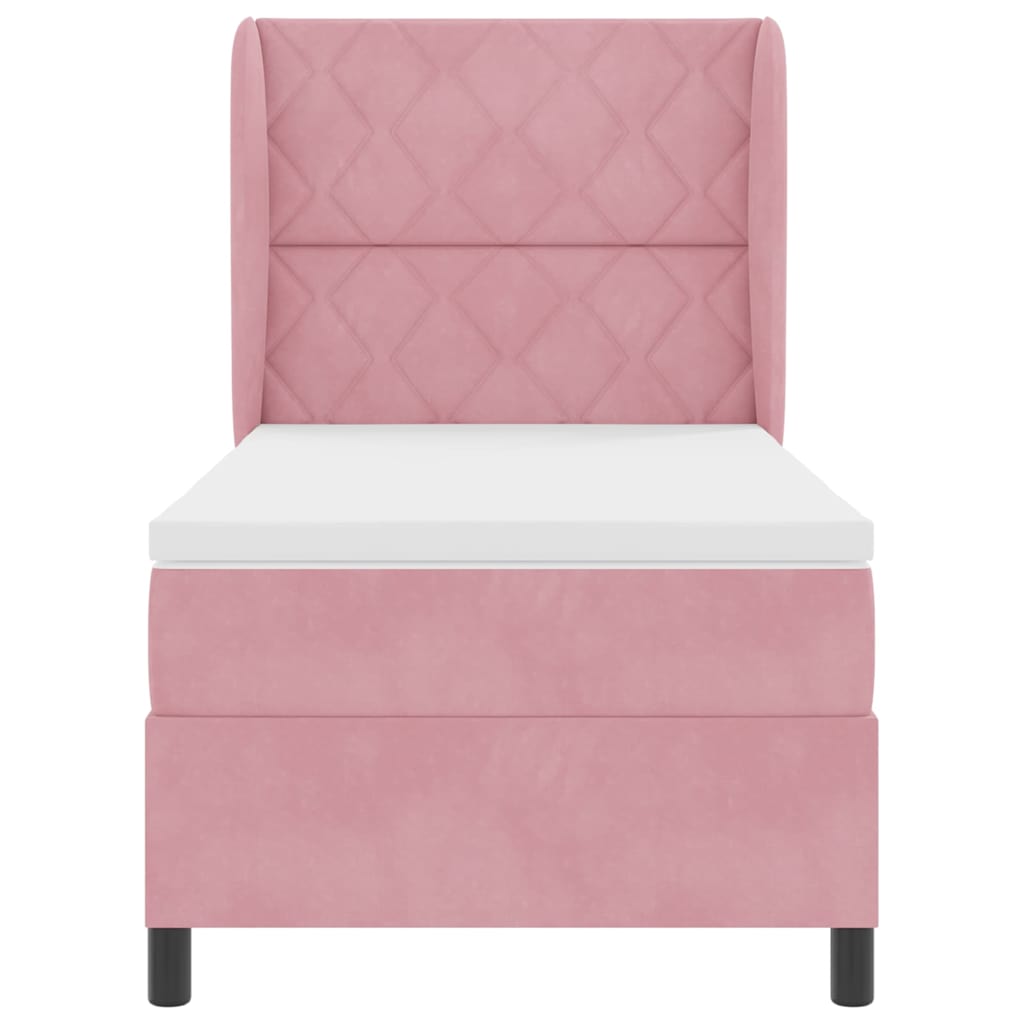 Box spring seng med madras Lyserød 190 x 90 cm Fløjl