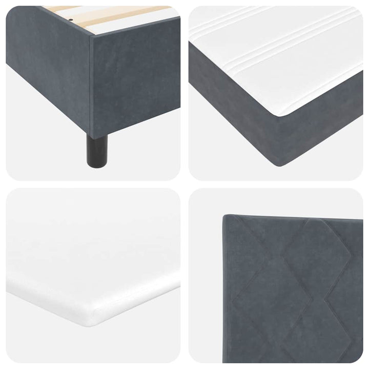 Box spring seng med hovedgærde Mørkegrå 200 x 90 cm Fløjl