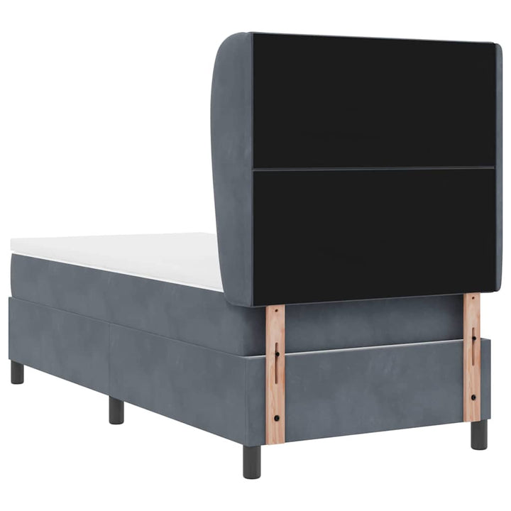 Box spring seng med hovedgærde Mørkegrå 200 x 90 cm Fløjl