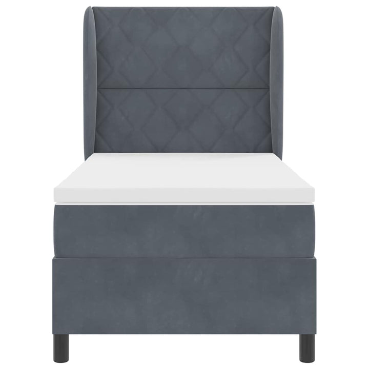 Box spring seng med hovedgærde Mørkegrå 200 x 90 cm Fløjl
